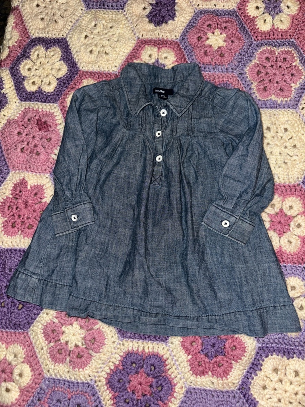 GAP Girls Chambray Button Tunic Dress - Blue